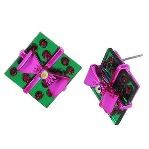 Betsey Johnson Festive Present Stud Earrings